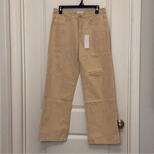 Sage Tan Wide-Leg Jeans, medium